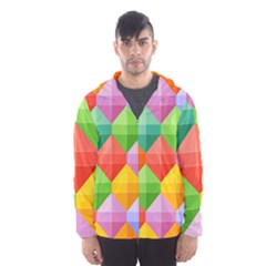 Background Colorful Geometric Triangle Rainbow Men s Hooded Windbreaker by HermanTelo