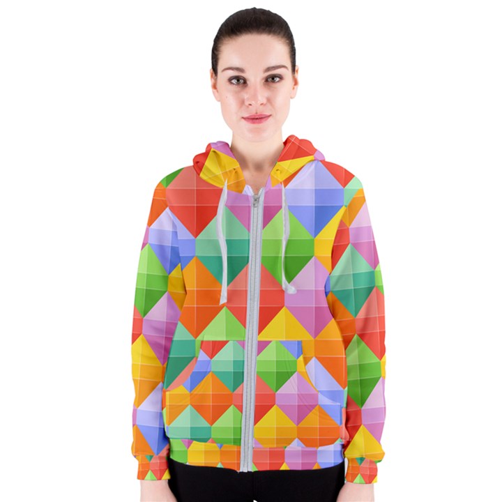 Background Colorful Geometric Triangle Rainbow Women s Zipper Hoodie