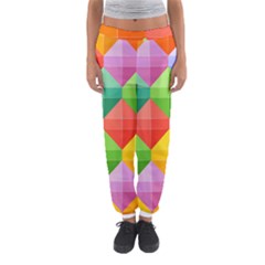 Background Colorful Geometric Triangle Rainbow Women s Jogger Sweatpants by HermanTelo