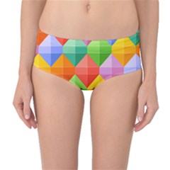 Background Colorful Geometric Triangle Rainbow Mid-waist Bikini Bottoms by HermanTelo