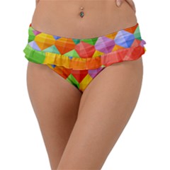 Background Colorful Geometric Triangle Rainbow Frill Bikini Bottom