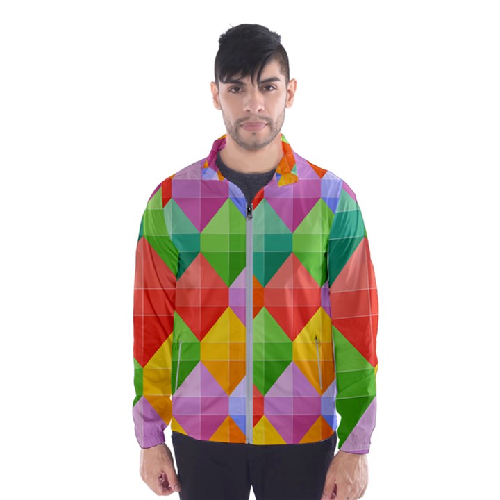 Background Colorful Geometric Triangle Rainbow Men s Windbreaker