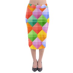 Background Colorful Geometric Triangle Rainbow Midi Pencil Skirt