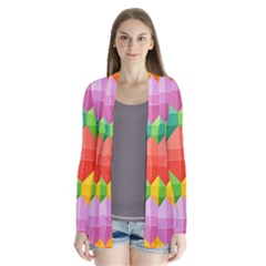 Background Colorful Geometric Triangle Rainbow Drape Collar Cardigan