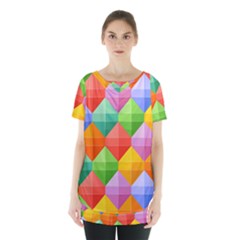 Background Colorful Geometric Triangle Rainbow Skirt Hem Sports Top