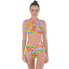 Background Colorful Geometric Triangle Rainbow Bandaged Up Bikini Set 