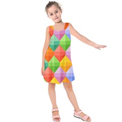 Background Colorful Geometric Triangle Rainbow Kids  Sleeveless Dress