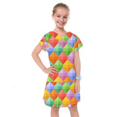 Background Colorful Geometric Triangle Rainbow Kids  Drop Waist Dress by HermanTelo