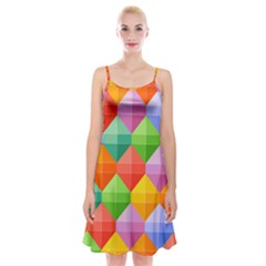 Background Colorful Geometric Triangle Rainbow Spaghetti Strap Velvet Dress by HermanTelo