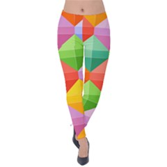 Background Colorful Geometric Triangle Rainbow Velvet Leggings