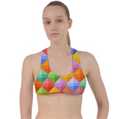 Background Colorful Geometric Triangle Rainbow Criss Cross Racerback Sports Bra