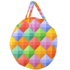 Background Colorful Geometric Triangle Rainbow Giant Round Zipper Tote