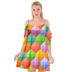 Background Colorful Geometric Triangle Rainbow Cutout Spaghetti Strap Chiffon Dress