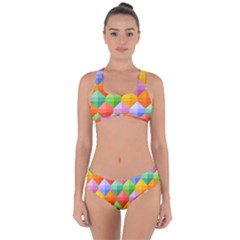 Background Colorful Geometric Triangle Rainbow Criss Cross Bikini Set by HermanTelo