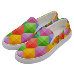 Background Colorful Geometric Triangle Rainbow Men s Canvas Slip Ons by HermanTelo