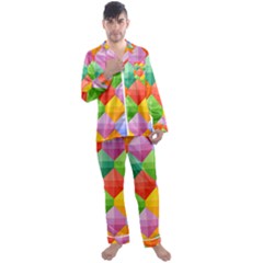 Background Colorful Geometric Triangle Rainbow Men s Satin Pajamas Long Pants Set by HermanTelo