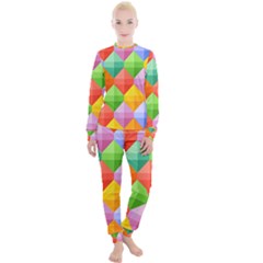 Background Colorful Geometric Triangle Rainbow Women s Lounge Set