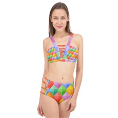 Background Colorful Geometric Triangle Rainbow Cage Up Bikini Set