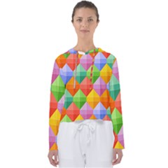 Background Colorful Geometric Triangle Rainbow Women s Slouchy Sweat by HermanTelo