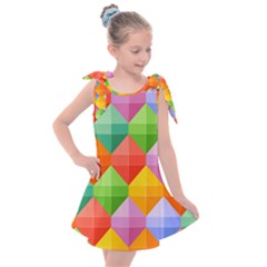 Background Colorful Geometric Triangle Rainbow Kids  Tie Up Tunic Dress by HermanTelo