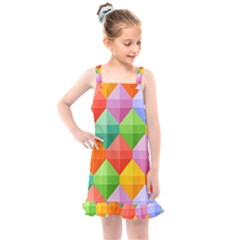 Background Colorful Geometric Triangle Rainbow Kids  Overall Dress