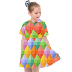 Background Colorful Geometric Triangle Rainbow Kids  Sailor Dress by HermanTelo