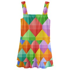 Background Colorful Geometric Triangle Rainbow Kids  Layered Skirt Swimsuit