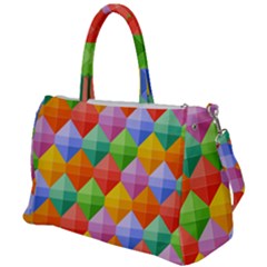 Background Colorful Geometric Triangle Rainbow Duffel Travel Bag by HermanTelo