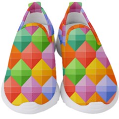 Background Colorful Geometric Triangle Rainbow Kids  Slip On Sneakers by HermanTelo