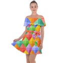 Background Colorful Geometric Triangle Rainbow Off Shoulder Velour Dress View1