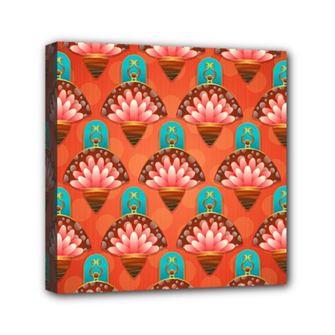 Background Floral Pattern Red Mini Canvas 6  X 6  (stretched)