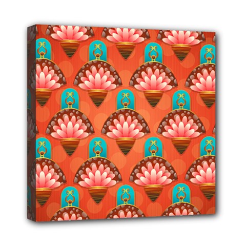 Background Floral Pattern Red Mini Canvas 8  X 8  (stretched)