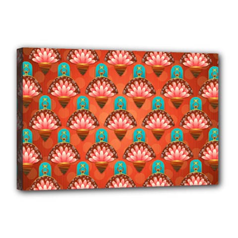 Background Floral Pattern Red Canvas 18  X 12  (stretched)