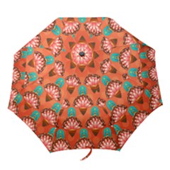 Background Floral Pattern Red Folding Umbrellas