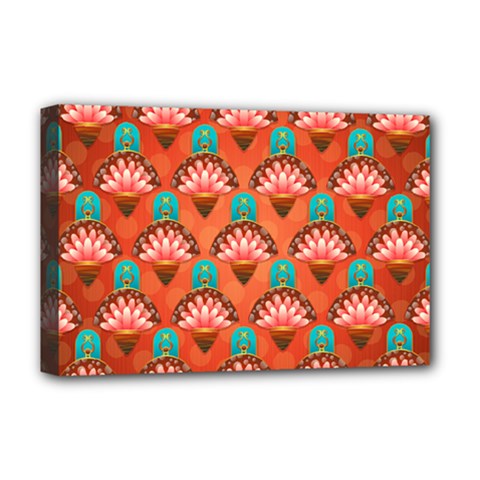 Background Floral Pattern Red Deluxe Canvas 18  X 12  (stretched)