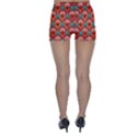 Background Floral Pattern Red Skinny Shorts View2