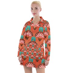 Background Floral Pattern Red Women s Hoodie Dress