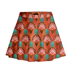 Background Floral Pattern Red Mini Flare Skirt