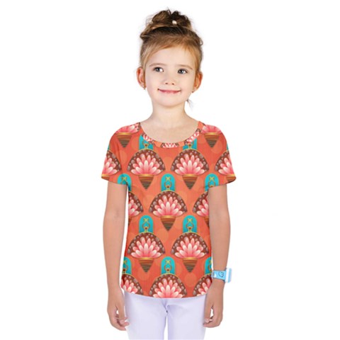 Background Floral Pattern Red Kids  One Piece Tee by HermanTelo