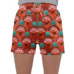 Background Floral Pattern Red Sleepwear Shorts