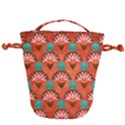 Background Floral Pattern Red Drawstring Bucket Bag View1