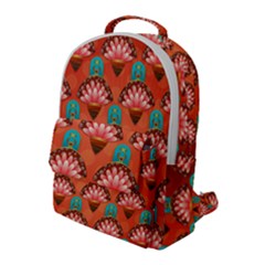 Background Floral Pattern Red Flap Pocket Backpack (large)