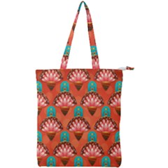 Background Floral Pattern Red Double Zip Up Tote Bag