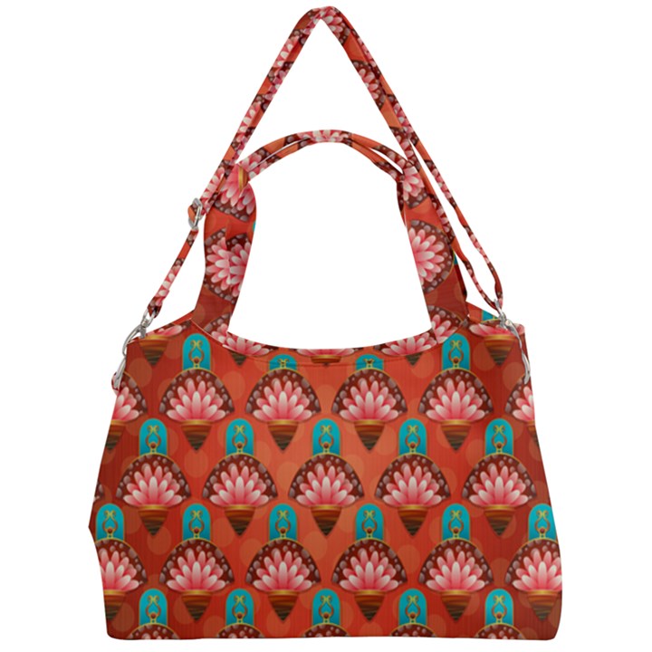 Background Floral Pattern Red Double Compartment Shoulder Bag