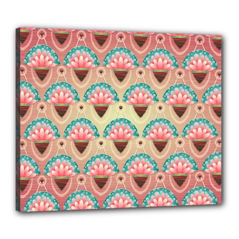 Background Floral Pattern Pink Canvas 24  X 20  (stretched)