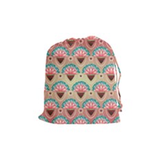 Background Floral Pattern Pink Drawstring Pouch (medium)