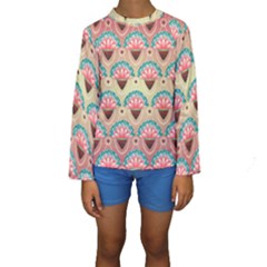 Background Floral Pattern Pink Kids  Long Sleeve Swimwear