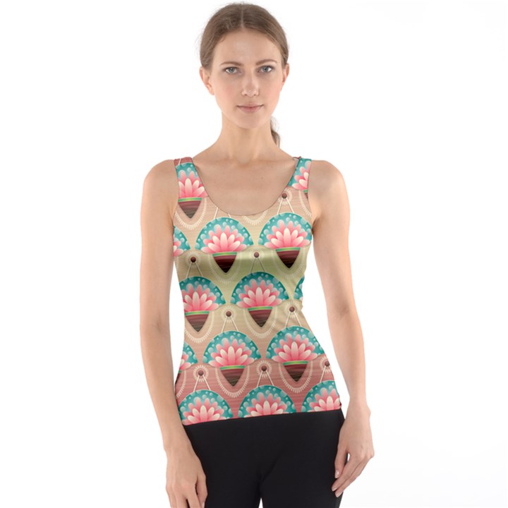 Background Floral Pattern Pink Tank Top