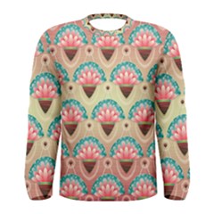 Background Floral Pattern Pink Men s Long Sleeve Tee