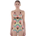 Background Floral Pattern Pink Cut-Out One Piece Swimsuit View1